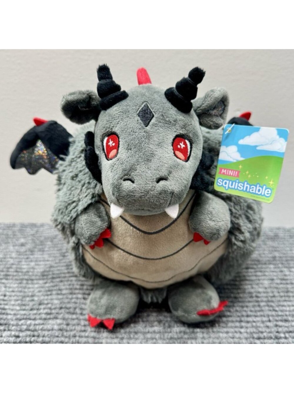 Squishable Shadow Dragon Plush Mythical Beast Stuffed Animal Gray Goth NEW